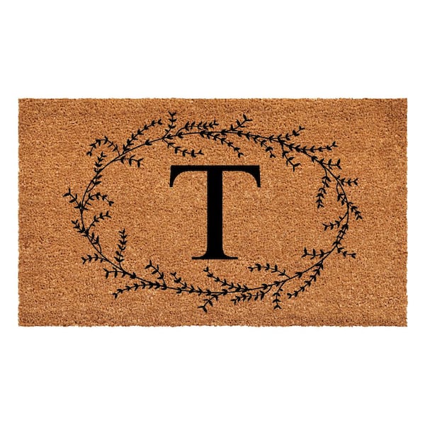 Calloway Mills Rustic Leaf Vine Monogrammed Doormat, 36" x 72" (Letter T)