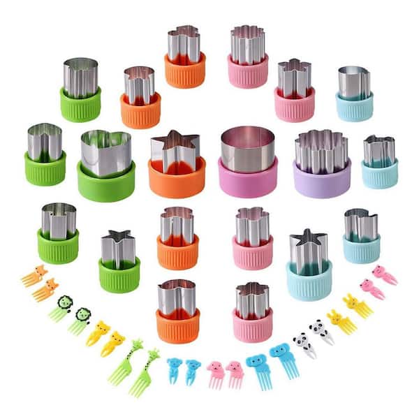 20-Piece Stainless Steel Vegetable Cutter Set with Assorted Shapes and Cartoon Food Picks for Kids Baking