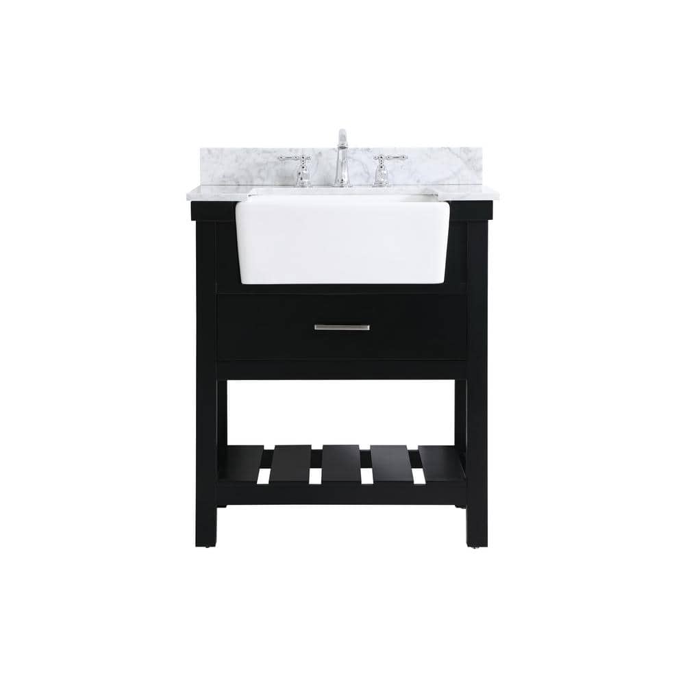Simply Living 30 in. W x 22 in. D x 34.125 in. H Bath Vanity in Black with 