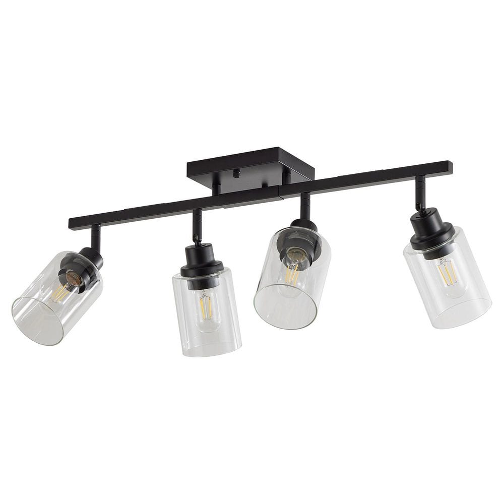 Serise 6.30 in.4-Light Modern Rotatable Black Flush Mount/Wall Light/Vanity Light with Glass Shade with No BulbsIncluded price history on PriceWatchPro