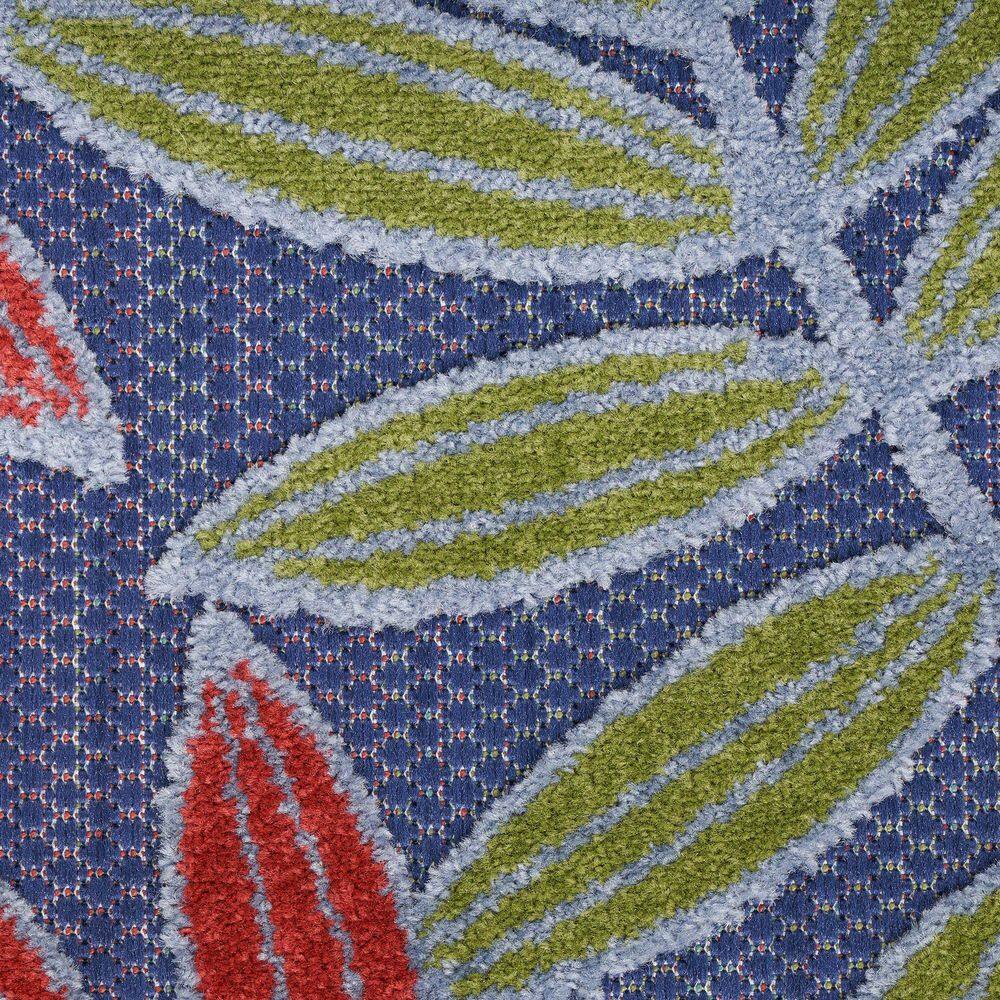 Navy Multicolor Floral Synthetic Rectangular 6' x 9' Rug