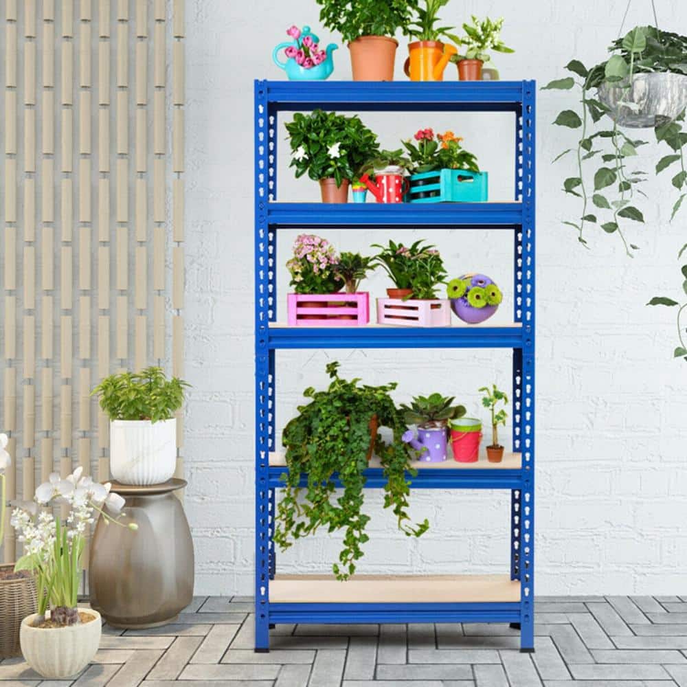 Blue 60'' Heavy Duty 5-Tier Adjustable Metal Storage Rack