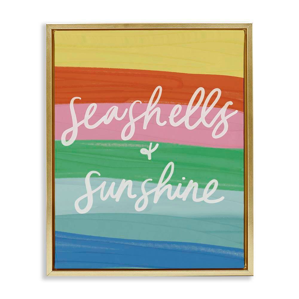 Seashells and Sunshine on Rainbow by Amanda Houston Gold Floater Frame Typography Graphic Art Print 31 in. x 25 in. price history on PriceWatchPro