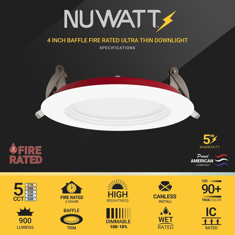 4 Inch White Aluminum LED Recessed Light with Baffle Trim