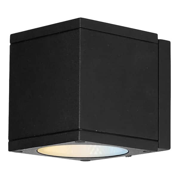 Sunlite 1-Light Black Up Down Integrated LED Modern Square Cube