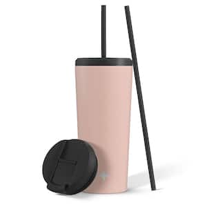 20 oz. Pink Vacuum Insulated Stainless Steel Tumbler with Flip Lid and Straw Lid Options