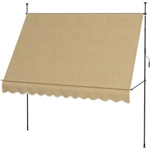 Beige 9.84 ft. x 3.94 ft. Patio Awning Sun Shade Shelter with Support Pole Stand and UV Resistant Fabric