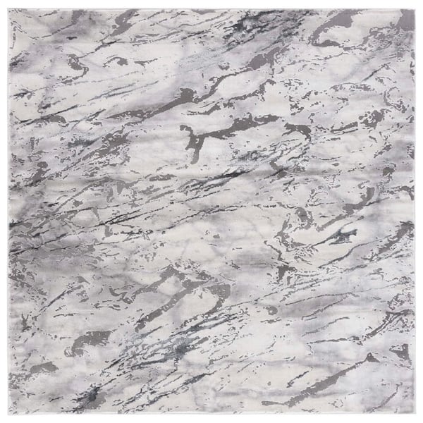 SAFAVIEH Craft Light Gray/Gray 7 ft. x 7 ft. Abstract Marble Square Area Rug