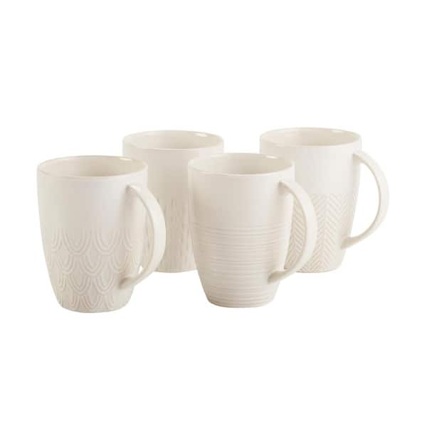 Home Decorators Collection Piedmont 22 oz. Reactive Glaze Ivory Stoneware Mug Set (Service for 4)