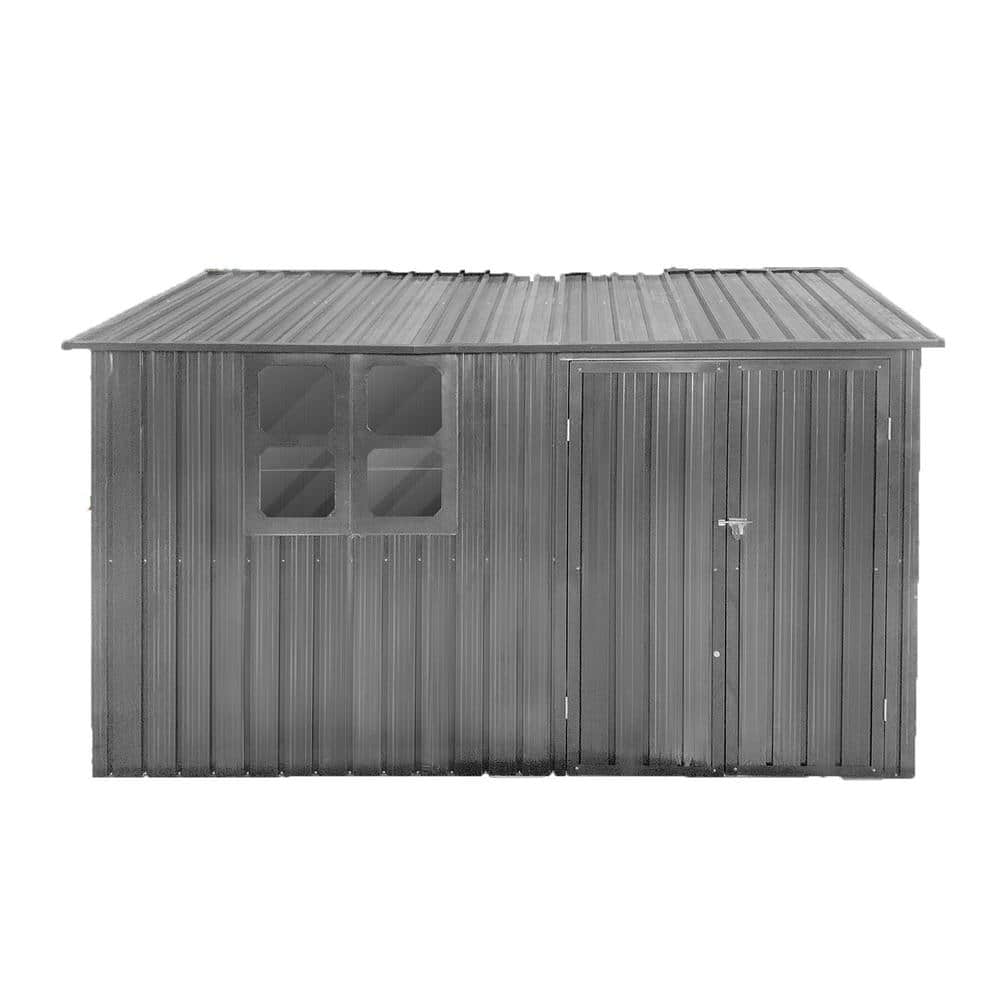 Outdoor 10 ft. W x 8 ft. D Storage Garden Metal Shed Apex Peak Roof w/ Wind