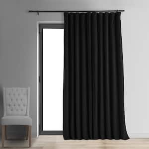 Black Extra Wide Velvet Rod Pocket Blackout Curtain - 100 in. W x 108 in. L (1 Panel)