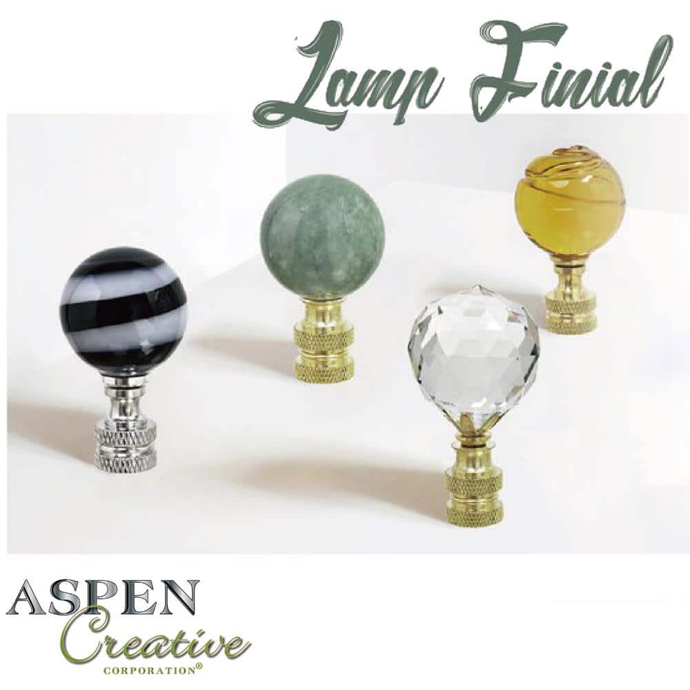 Clear Faceted Crystal Round Lamp Finial with Brushed Nickel Base