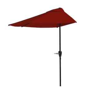 9 ft. Half Round Patio Umbrella in Red