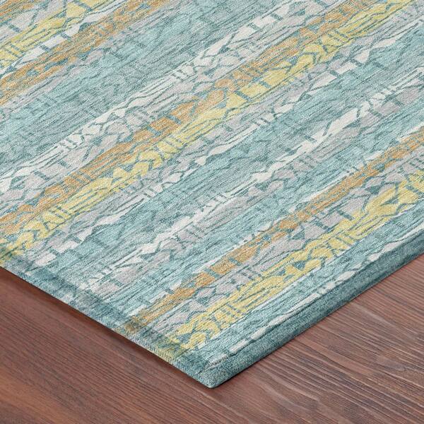 Chantille Machine Washable Indoor/Outdoor Abstract ACN2855 Teal 10 ft. x 14 ft. Area Rug
