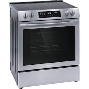 30 in. 5-Burner Element Slide-In Front Control Self-Cleaning Electric Range with Convection in Stainless Steel