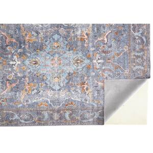 9 X 12 Blue and Gray Floral Area Rug