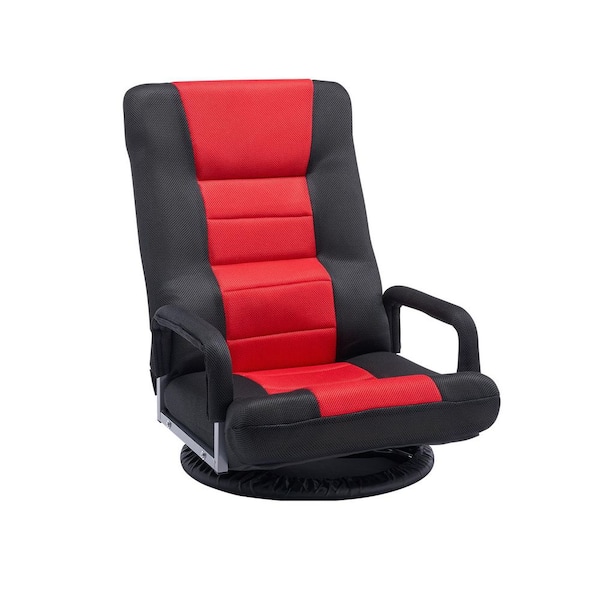 Swivel Floor Gaming Chair, 360° Rotating Floor Chair with 6 Adjustable Position Folding Backrest and Lumbar Black