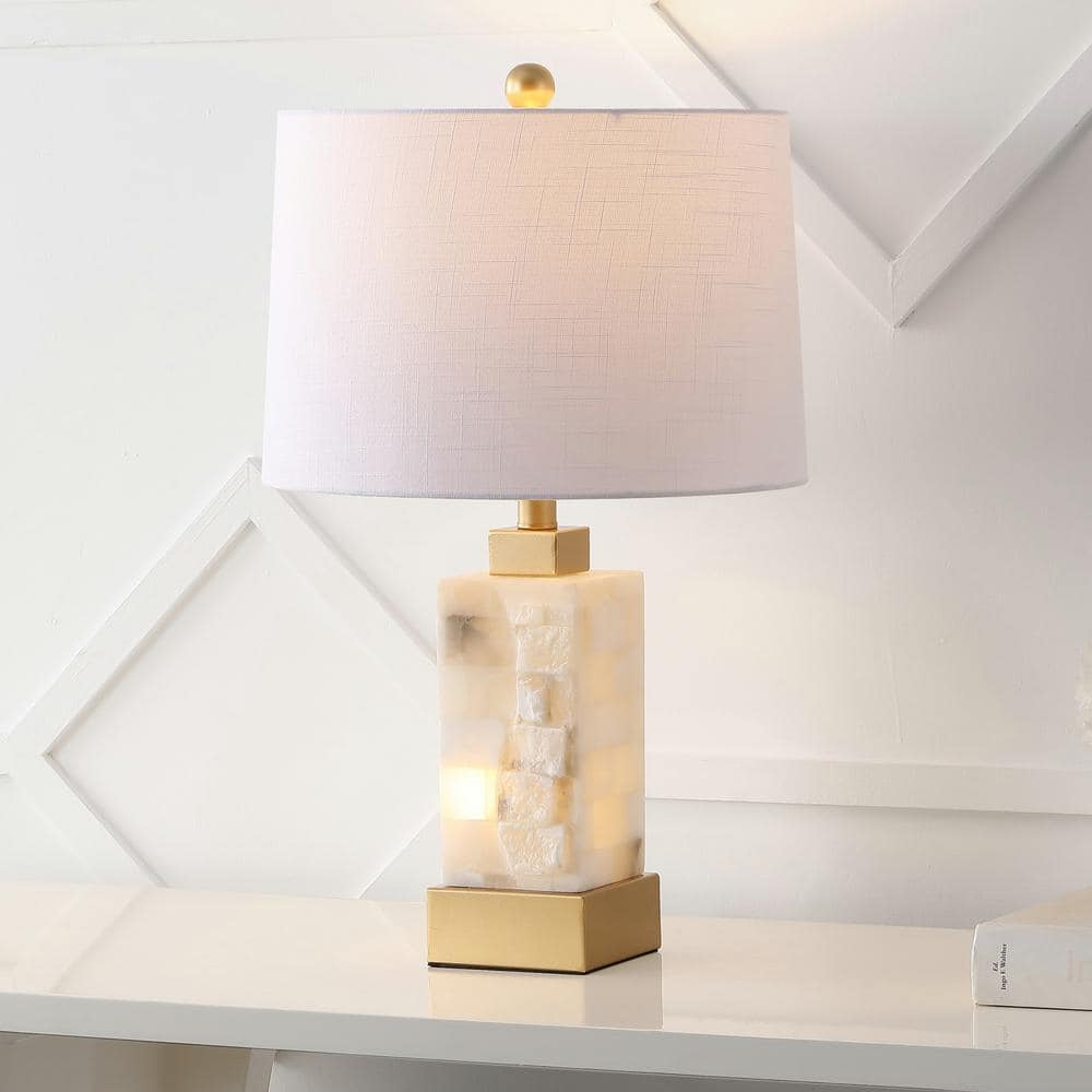 Eloise 23" White Alabaster and Gold Leaf LED Table Lamp