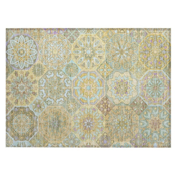 Chantille Machine Washable Indoor/Outdoor Abstract ACN2729 Gold 3 ft. x 4 ft. Area Rug