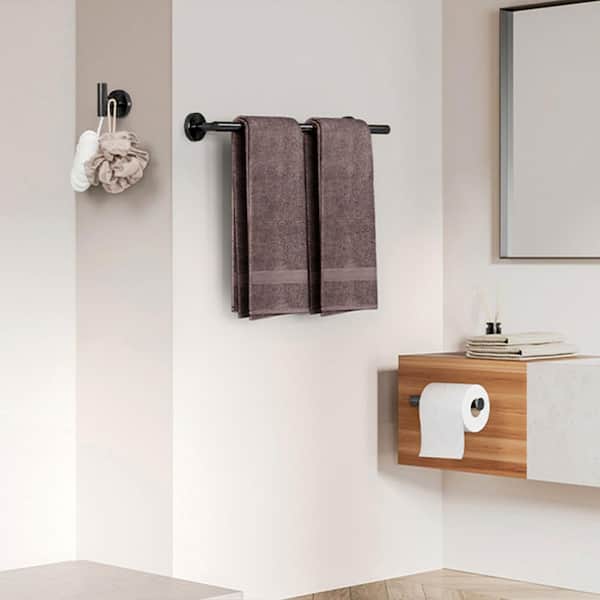 3 -Piece Bath Hardware Set with Mounting Hardware in Stainless Steel Matte Black