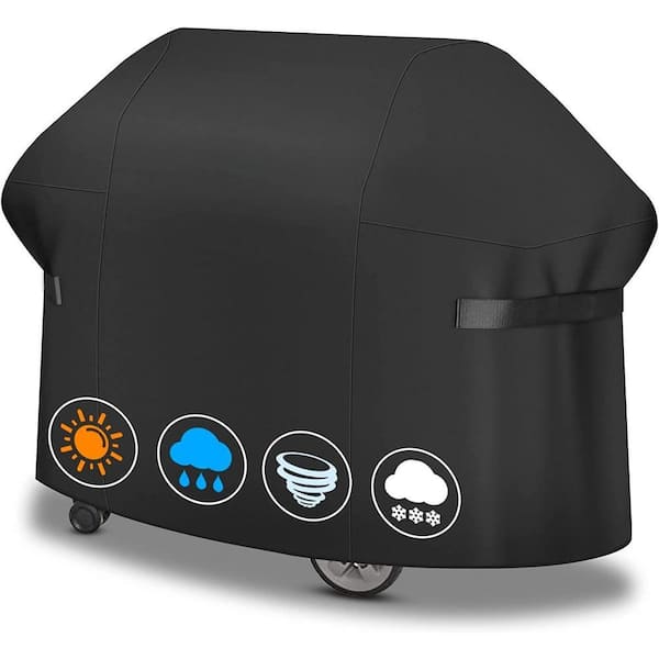 Grill Cover 67 in. BBQ Cover for Gas Grill Heavy-Duty & Waterproof, Barbecue Cover with Side Trays Fold Down, Black