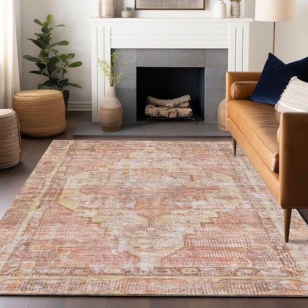 Chantille Machine Washable Indoor/Outdoor Abstract ACN1729 Terracotta 8 ft. x 10 ft. Area Rug