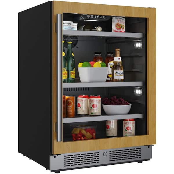 Avallon 24 in. Single Zone 140-Cans Panel Ready Beverage Cooler with Glass Door in Stainless Steel
