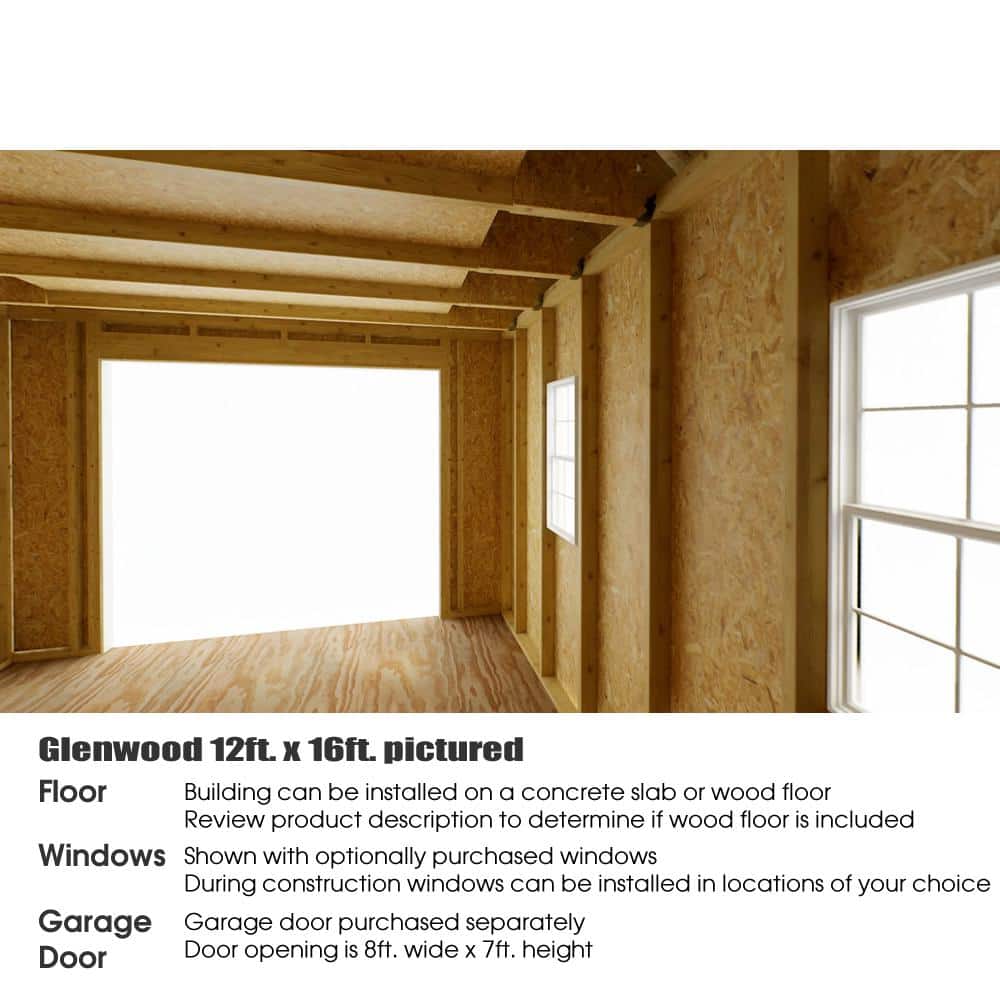 Glenwood 12' x 16' Brown Wood Garage Kit