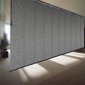 Heather 120 in. - 218 in. W x 116 in. L Adjustable 10-Panel in Black Double Rail Panel Track with 23.5 in. Slates