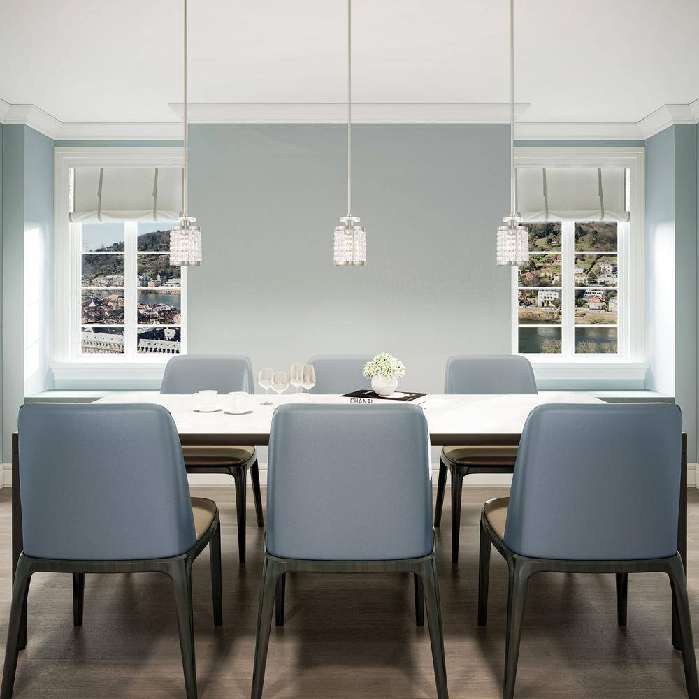 Elegant Brushed Nickel Mini Pendant with Clear Crystal Shade