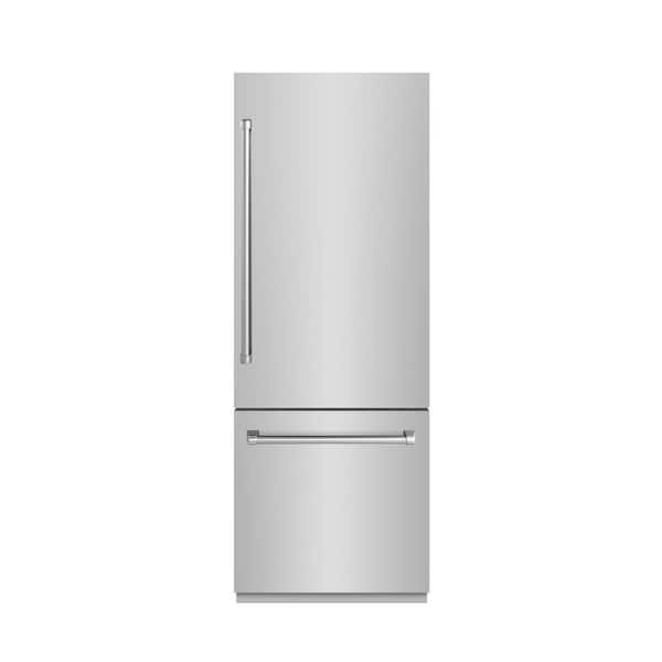 ZLINE Kitchen and Bath 30 in. 16.1 cu. ft. Built-in Bottom Freezer Refrigerator w/ Water Dispenser in Stainless Steel w/ Graphite Gray Interior