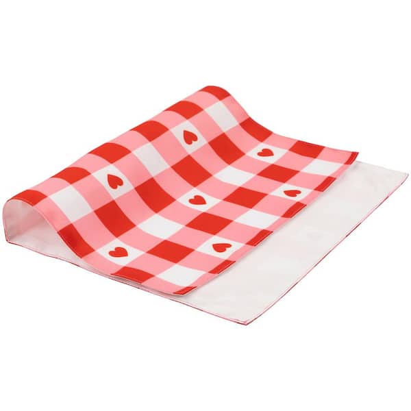 Red Indoor Checkered Hearts Valentine's Day Placemats-18"-Set of 4