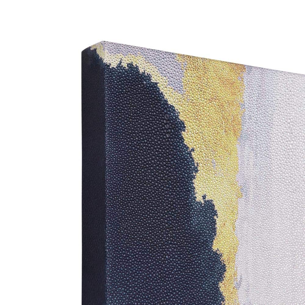 Silver Elegance I Abstract Canvas Wall Art in Blue, Gold, and Silver