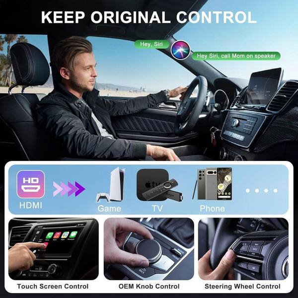 Lukyamzn Wireless CarPlay Adapter HDMI Multimedia Converter for