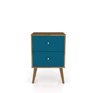 Liberty 2.0 Rustic Brown and Aqua Blue Nightstand