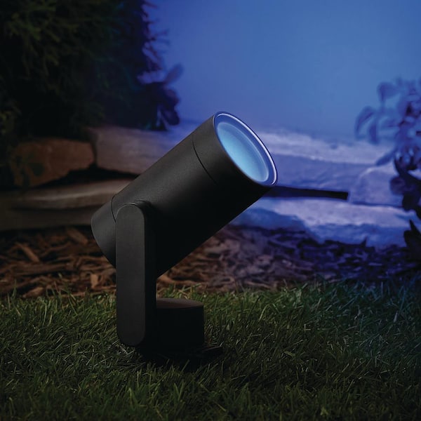 10-Watt Equivalent Low Voltage Black LED Outdoor Spotlight with Smart App  Control (1-Pack) Powered by Hubspace