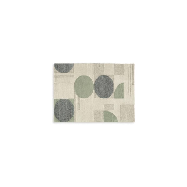 Laen Ivory, Gray and Tan Geometric 5 ft. x 7 ft. Area Rug