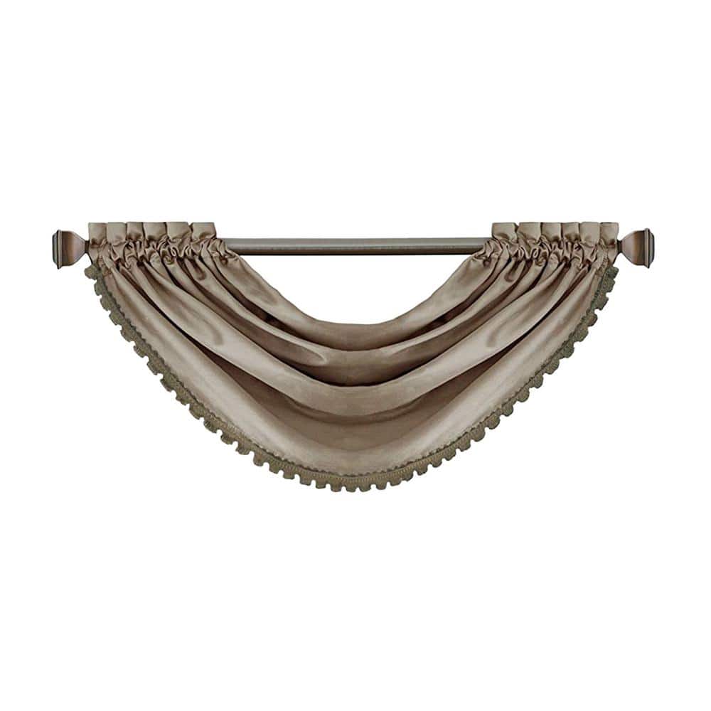Elegant Gray Polyester Waterfall Rod Pocket Valance