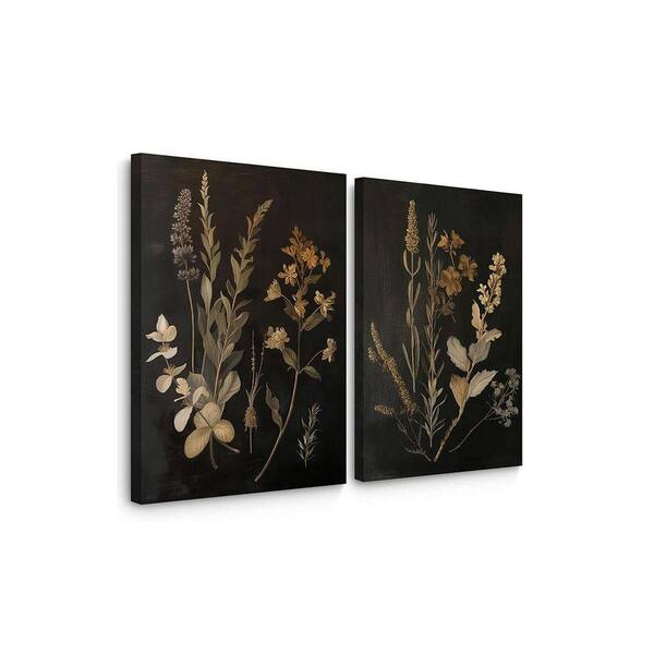 2-Piece Flower Wall Art Dark Academia Poster Painting Vintage Floral ...