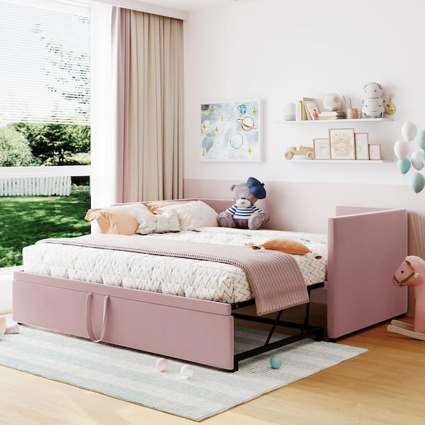Pink Twin Size Daybed with Pop Up Trundle
