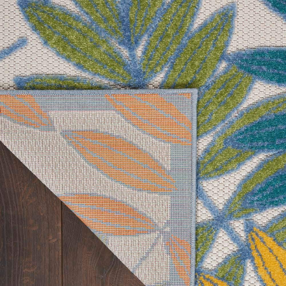 Ivory and Multicolor Floral Synthetic Runner Rug 2' x 6'