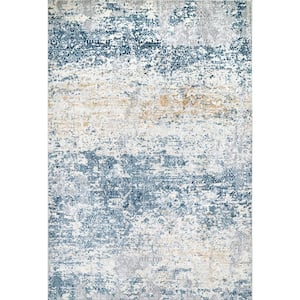 Wilde Tribal Distressed Blue Doormat 3 ft. x 5 ft. Accent Rug