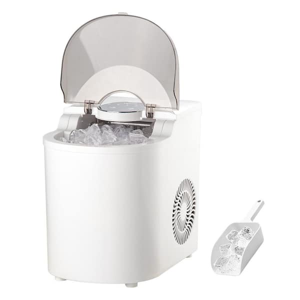 Countertop Ice Maker 26 lbs./Day Self-Cleaning Portable Machine with Ice Scoop 11.46 in.W 2-Sizes Bullet Ices White