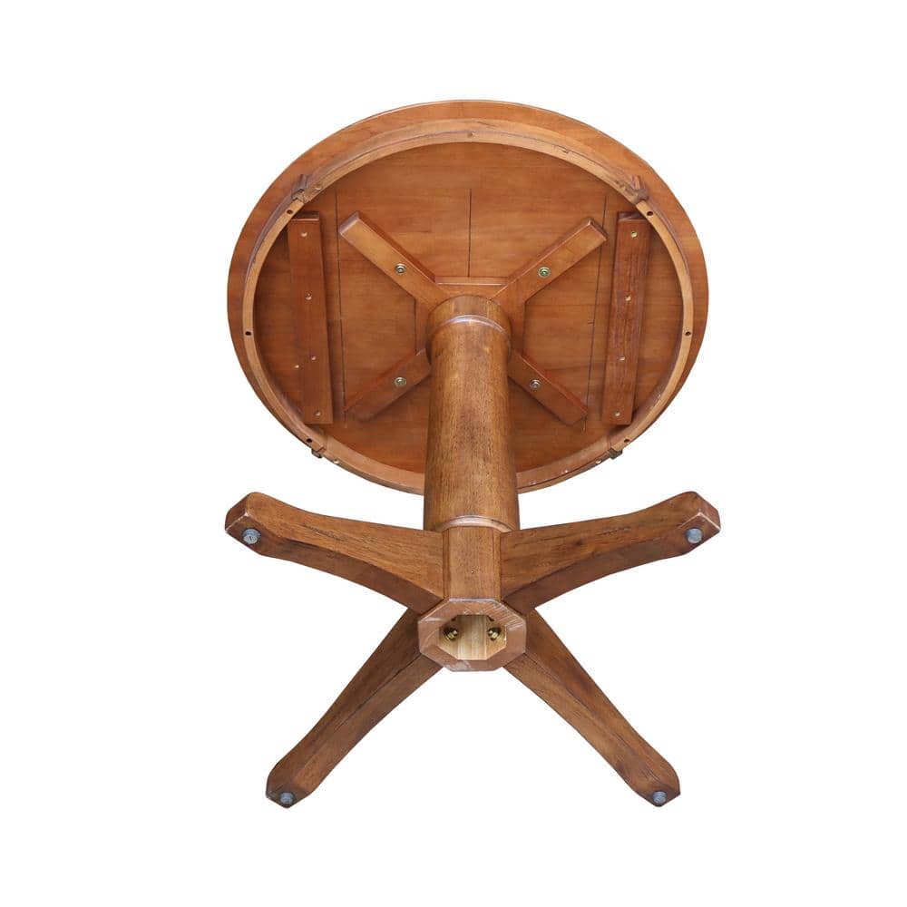Distressed Oak 30" Round Solid Wood Pedestal Dining Table