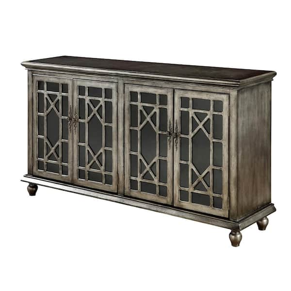 Coast To Coast Accents Josie Vintage Brown Rub 52 in. 4-Door Credenza 55668  - The Home Depot