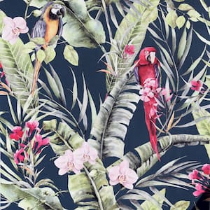 Pretty Polly Navy Vinyl Wallpaper