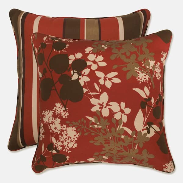 Pillow Perfect Stripe Brown Square Outdoor Square Throw Pillow 2-Pack