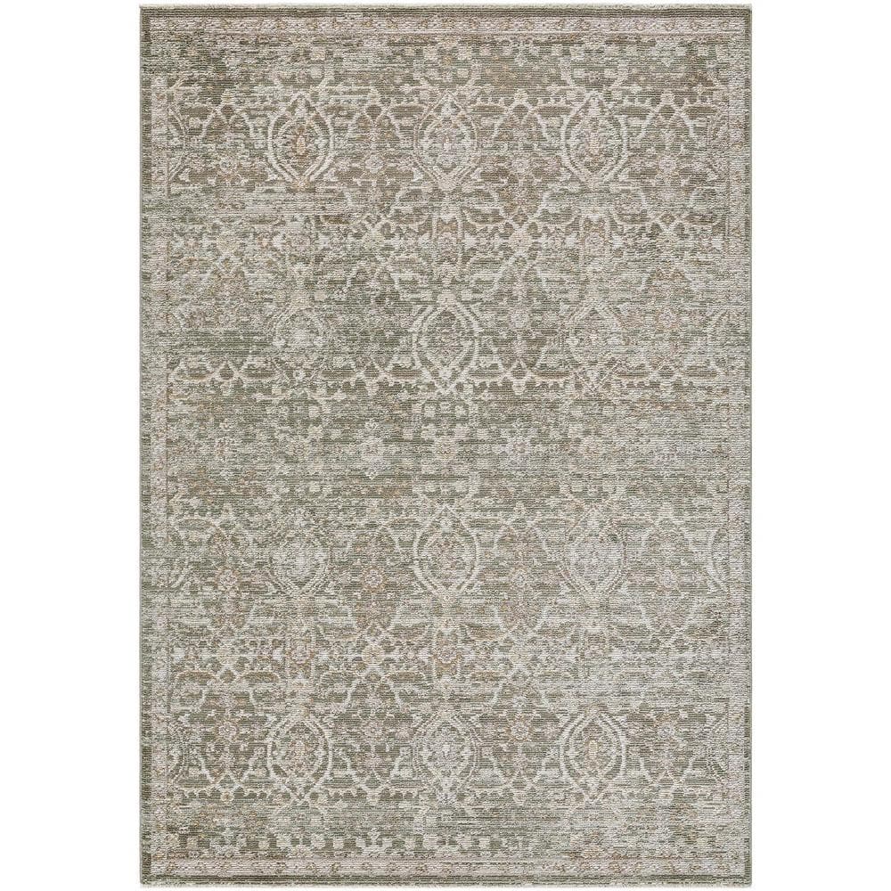Myrtle Avenue Olive and Taupe Vintage Moroccan Area Rug, 5'3" x 7'7"