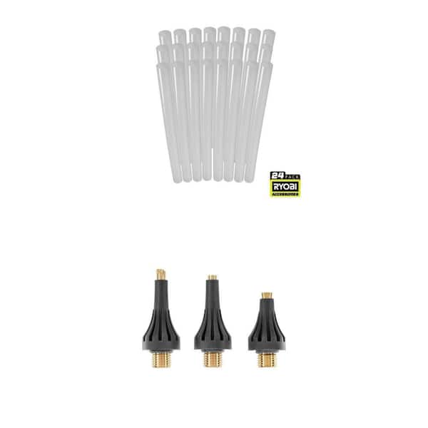 Full Size Glue Sticks (24-Piece) and Glue Gun Accessory Nozzles (3-Piece) Combo