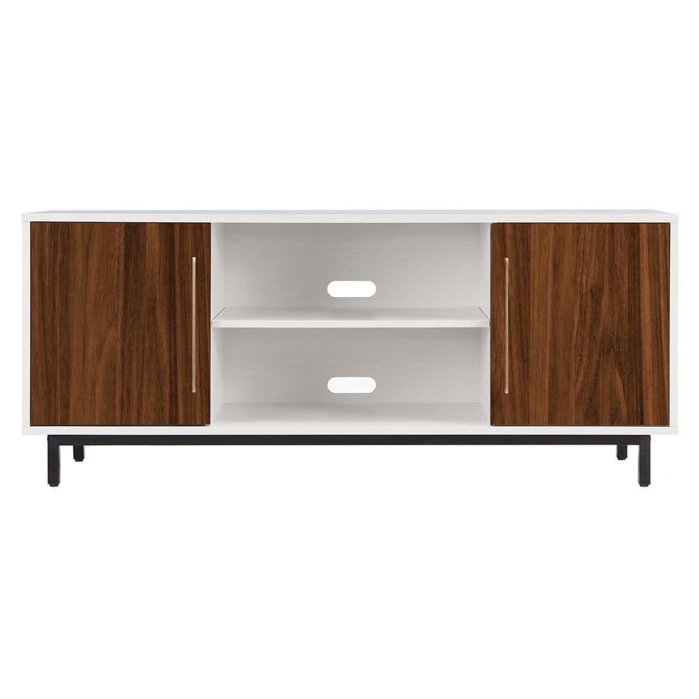 Meyer&Cross Julian 58 in. White/Walnut TV Stand For TV's Up To 65 in. TV1681 The Home Depot